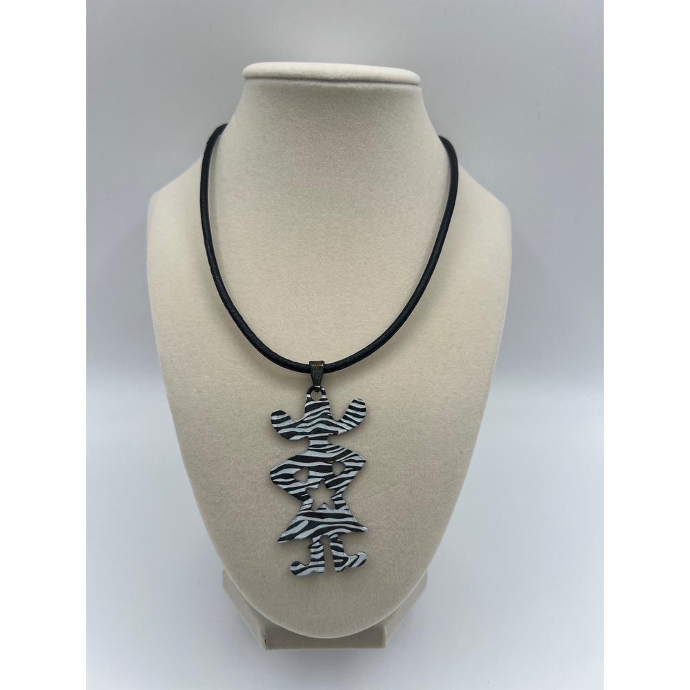 DaVinci Zebra Print Girl Pendant Necklace and Earrings Set QNE 6433